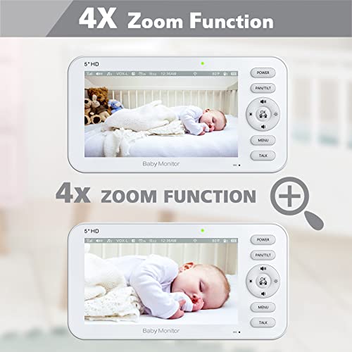 Itomoro Video Baby Monitor with 5" Display 720p HD Resolution no WiFi, Baby Monitor with Camera and Audio Night Vision, , 1000ft Range, 22 Hours Battery Life, 2-Way Audio Talk and Lullabies