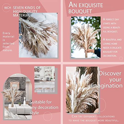 80PCS Natural Dried Pampas Grass Bouquet,Boho Home Decor