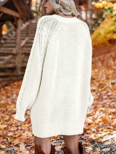 ANRABES Women Casual Knit Round Neck Long Sleeve Oversized Sweaters Dress