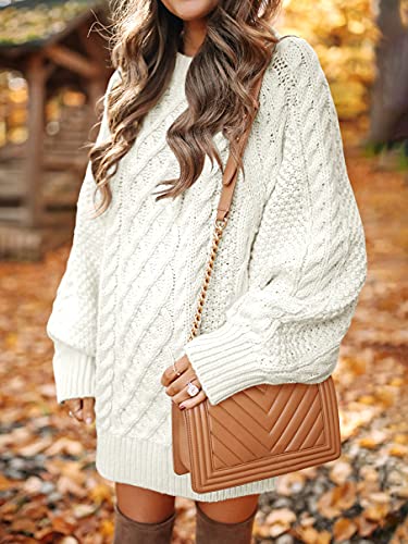 ANRABES Women Casual Knit Round Neck Long Sleeve Oversized Sweaters Dress