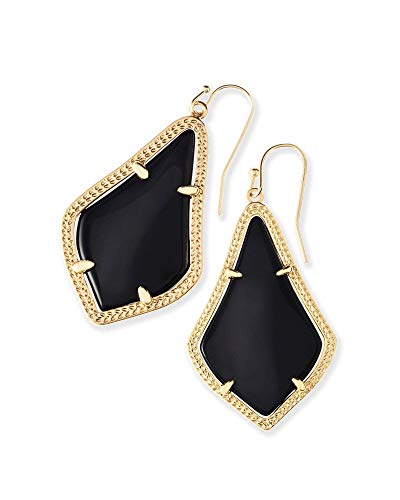 Kendra Scott Alex Drop Earrings for Women 14k Gold-Plated, Black Opaque Glass
